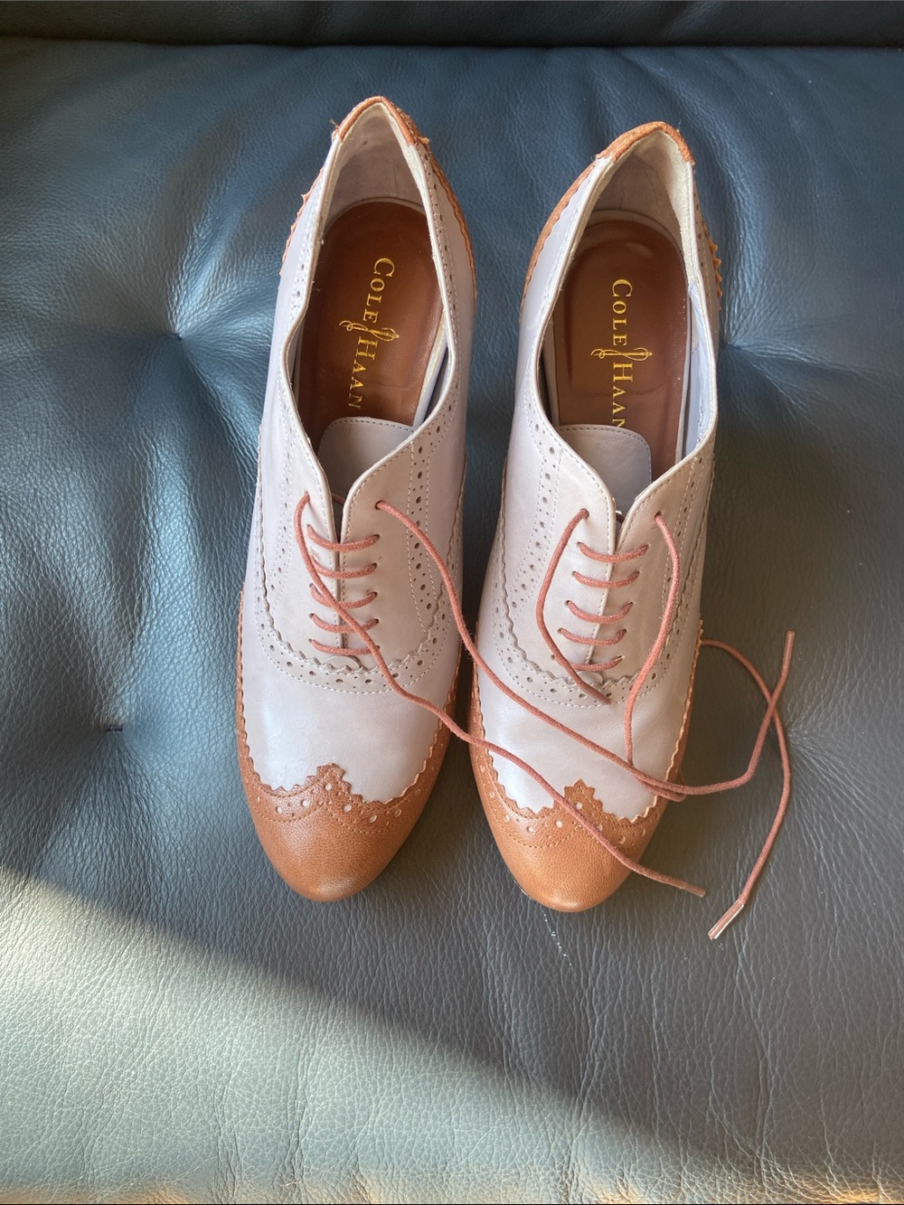 Cole Haan Two-Tone Pink and Tan Brogue Oxfords Nike Air